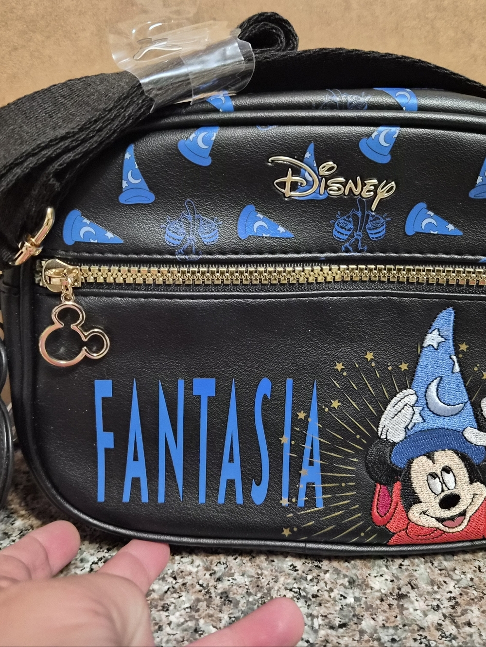 Disney Black Crossbody Bag with Blue Fantasia Accents